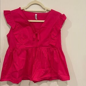 Women's Pink Ruffle Blouse